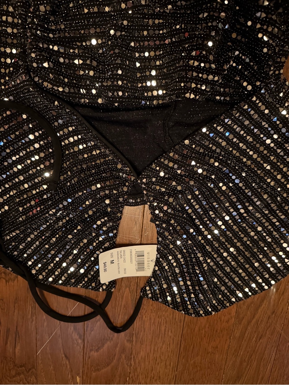 Windsor Black Sequin Bandeau jumpsuit NWT